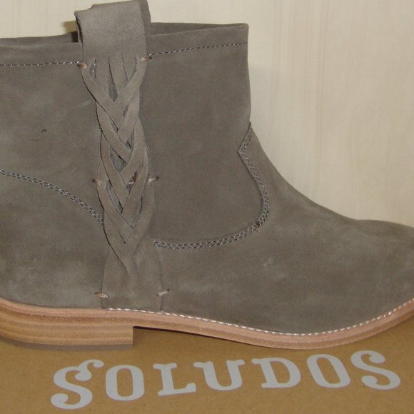 SOLUDOS  Gray Braided Suede Ankle Boots Suede - Picture 2 of 7